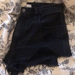 cheeky high waisted denim shorts - black/destroyed